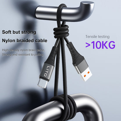 USB-A to USB-C Data and Charging Cable Lito LD22T, 18W, 2m, Black