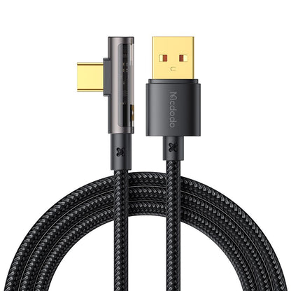 Cable de Datos y Carga USB-A - USB-C McDodo CA-3380 Angled, 100W, 1.2m, Negro