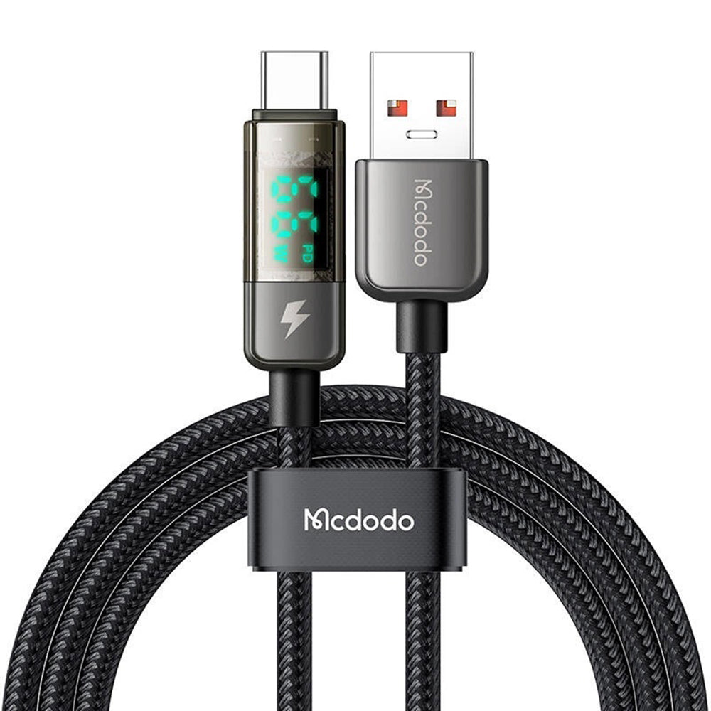 Cable de Datos y Carga USB-A - USB-C McDodo CA-3630 Display Auto Power Off, 66W, 1.2m, Negro