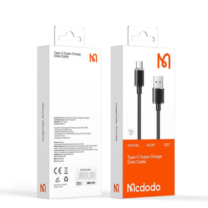 Cable de Datos y Carga USB-A - USB-C McDodo CA-3650, 100W, 1.2m, Negro