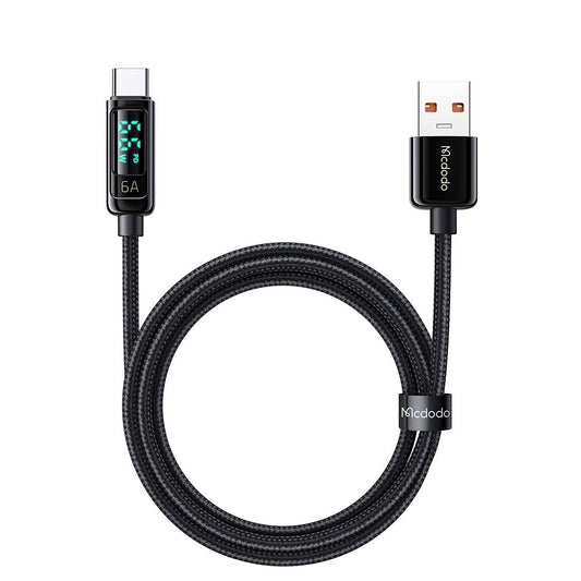 Cable de Datos y Carga USB-A - USB-C McDodo CA-8690 Display, 66W, 1.2m, Negro