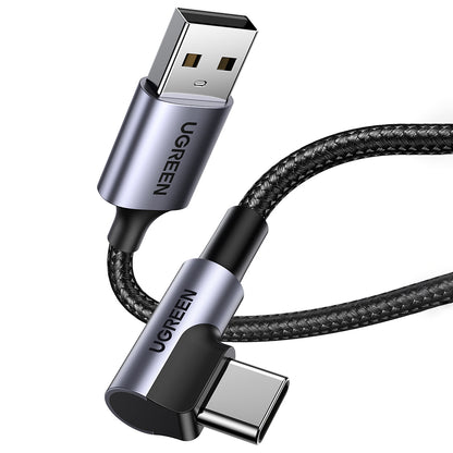 Cable de Datos y Carga USB-A - USB-C UGREEN US284 Angled, 18W, 0.5m, Gris