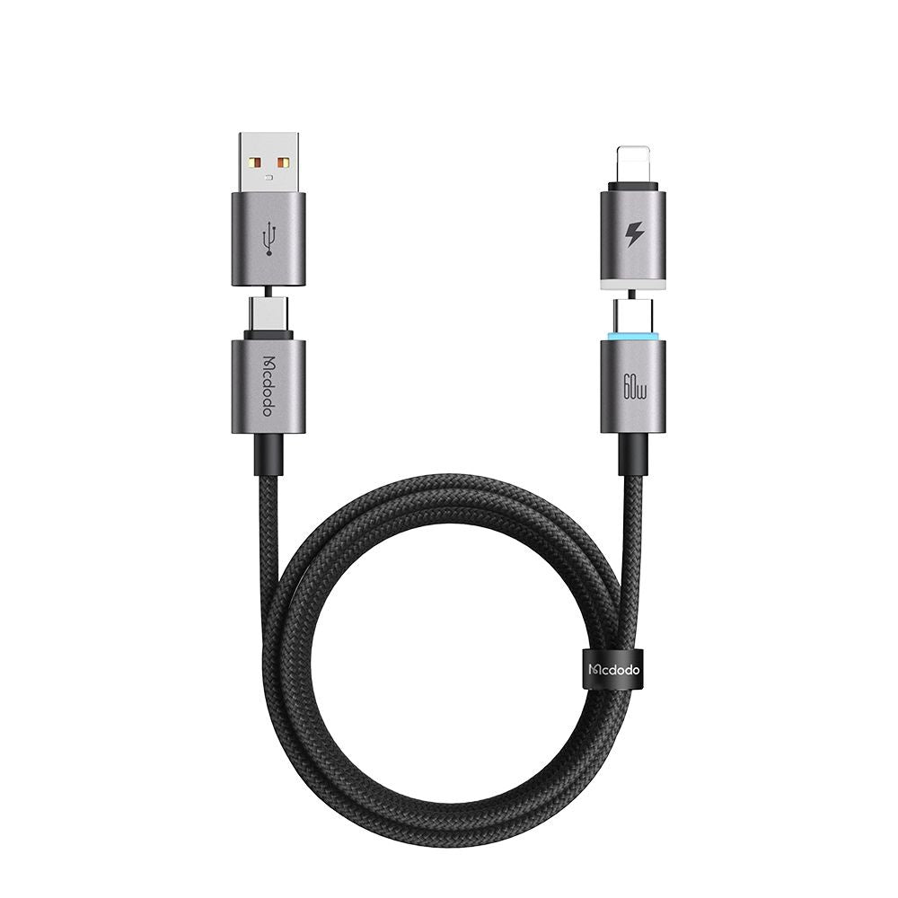 Cable de Datos y Carga USB-A / USB-C - USB-C / Lightning McDodo CA-6560, 60W, 1.2m, Negro