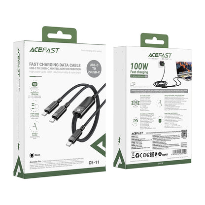 USB-C Data and Charging Cable - 2 x USB-C Acefast C5-11, 100W, 1.2m, Black