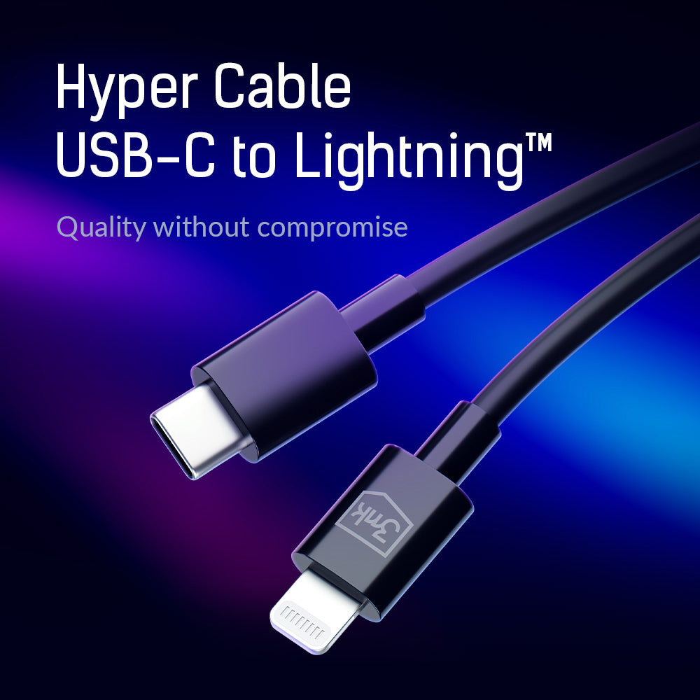 Cable de Datos y Carga USB-C - Lightning 3MK Hyper, 20W, 1.2m, Blanco