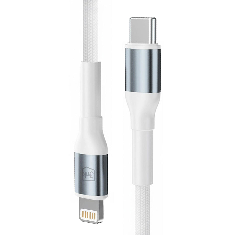 Cable de Datos y Carga USB-C - Lightning 3MK Hyper N, 20W, 1m, Blanco