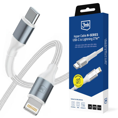 Cable de Datos y Carga USB-C - Lightning 3MK Hyper N, 27W, 1m, Blanco