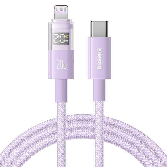 Cable de Datos y Carga USB-C - Lightning Baseus Display 2, 20W, 2m, Morado P10382703511-01