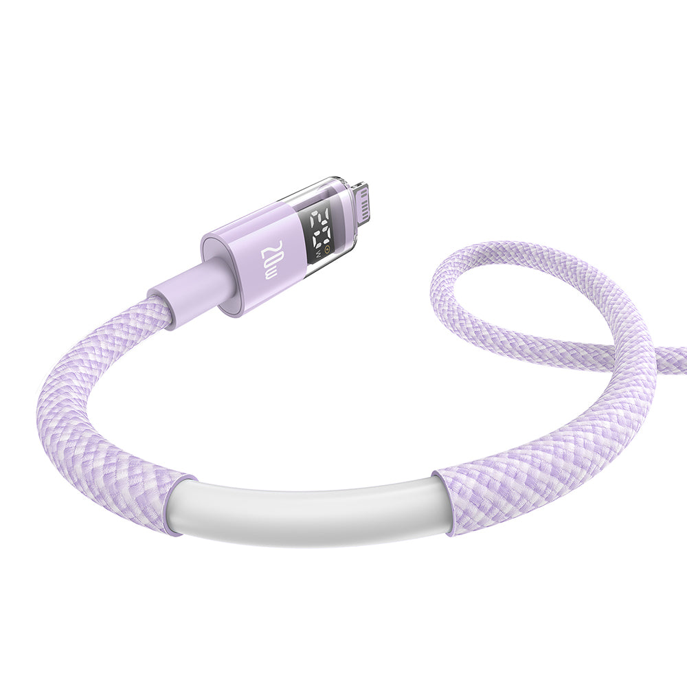 Cable de Datos y Carga USB-C - Lightning Baseus Display 2, 20W, 2m, Morado P10382703511-01
