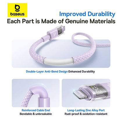 Cable de Datos y Carga USB-C - Lightning Baseus Display 2, 20W, 2m, Morado P10382703511-01