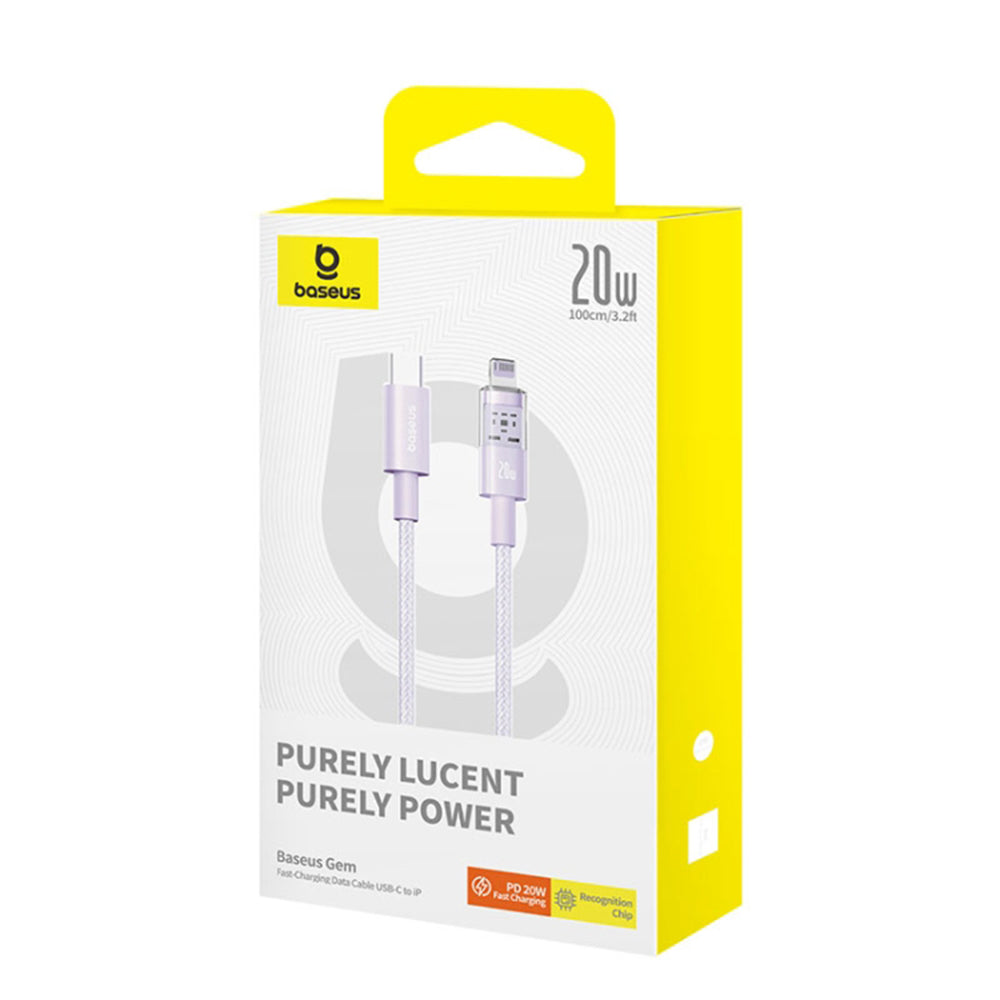 Cable de Datos y Carga USB-C - Lightning Baseus Gem, 20W, 1m, Morado P10373001511-00