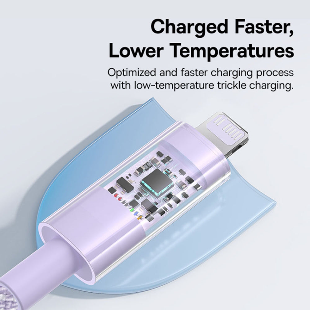 Cable de Datos y Carga USB-C - Lightning Baseus Gem, 20W, 2m, Morado P10373001511-01
