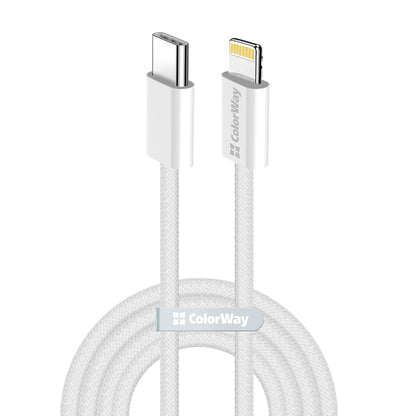 Cable de Datos y Carga USB-C - Lightning ColorWay CW-CBPDCL061, 27W, 1m, Gris