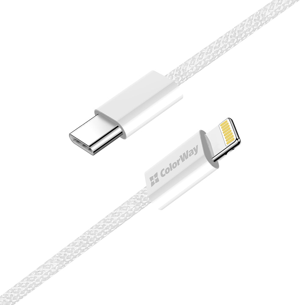 Cable de Datos y Carga USB-C - Lightning ColorWay CW-CBPDCL061, 27W, 1m, Gris