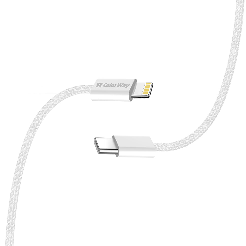 Cable de Datos y Carga USB-C - Lightning ColorWay CW-CBPDCL061, 27W, 1m, Gris