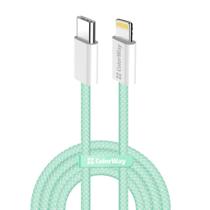 Cable de Datos y Carga USB-C - Lightning ColorWay CW-CBPDCL061, 27W, 1m, Verde