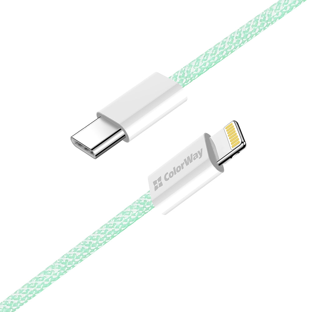 Cable de Datos y Carga USB-C - Lightning ColorWay CW-CBPDCL061, 27W, 1m, Verde