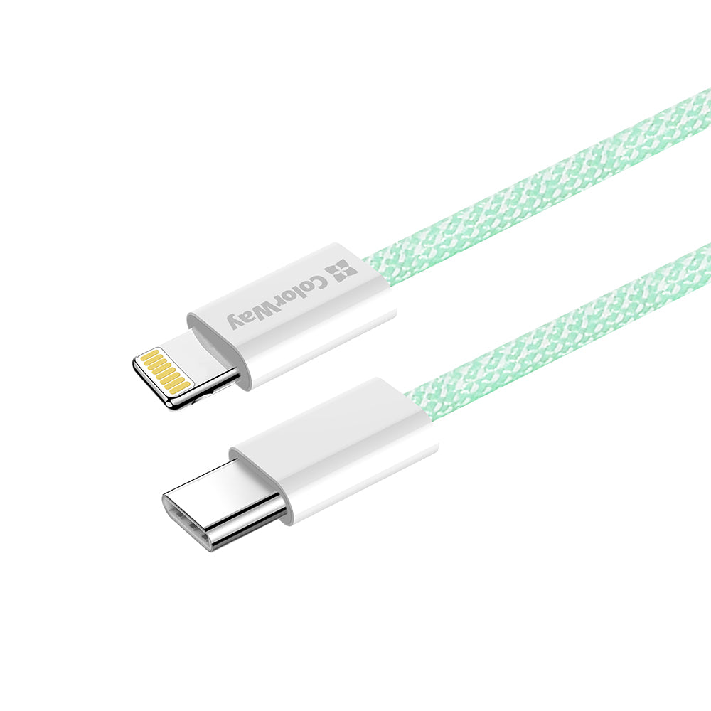 Cable de Datos y Carga USB-C - Lightning ColorWay CW-CBPDCL061, 27W, 1m, Verde