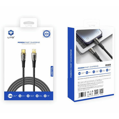 USB-C to Lightning Data and Charging Cable Lito LD01, 27W, 1.2m, Black
