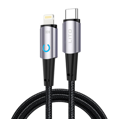 Cable de Datos y Carga USB-C - Lightning Lito LD10CL, 30W, 1m, Negro