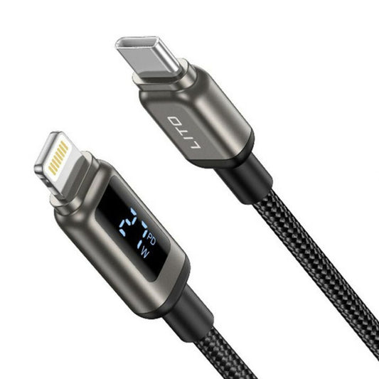 Cable de Datos y Carga USB-C - Lightning Lito LD15 Display, 27W, 1m, Negro