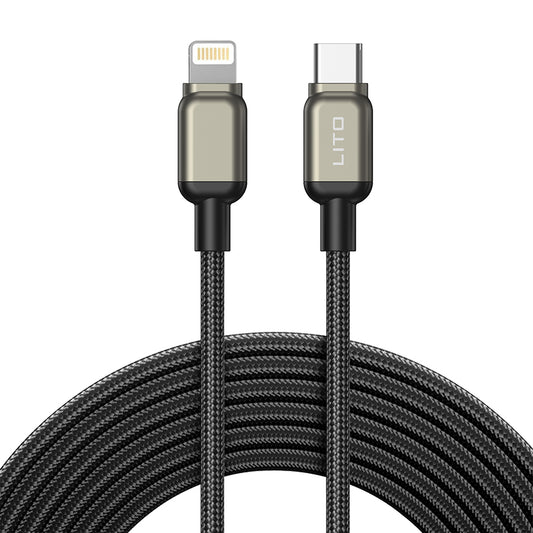 Cable de Datos y Carga USB-C - Lightning Lito LD17, 20W, 1m, Negro