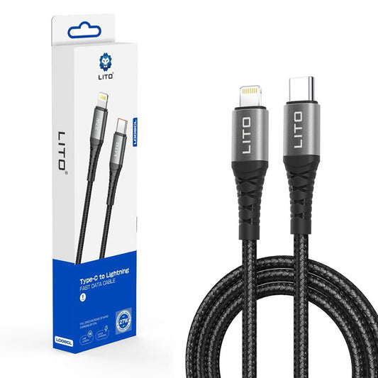 Cable de Datos y Carga USB-C - Lightning Lito LD22CL, 27W, 2m, Negro
