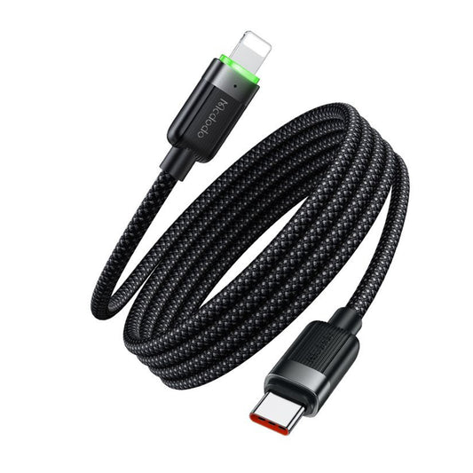 Cable de Datos y Carga USB-C - Lightning McDodo CA-2010 Autoenrollable, 36W, 1.2m, Negro