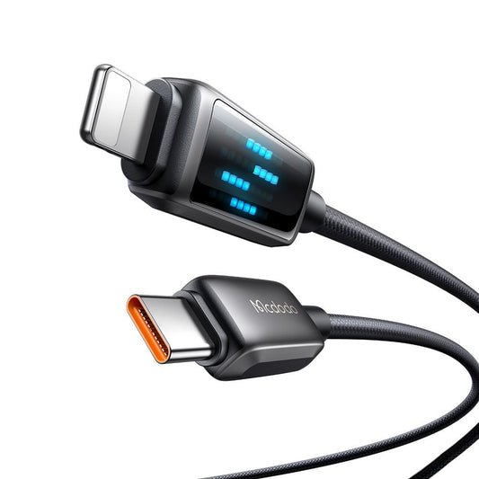 Cable de Datos y Carga USB-C - Lightning McDodo CA-2630 Display, 36W, 1.2m, Negro