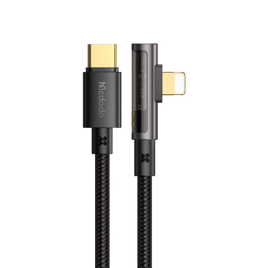 Cable de Datos y Carga USB-C - Lightning McDodo CA-3390 Angled, 36W, 1.2m, Negro
