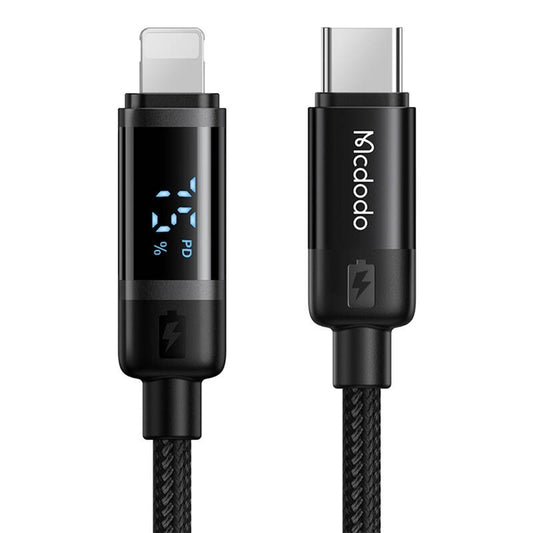 Cable de Datos y Carga USB-C - Lightning McDodo CA-5210 Bat Display, 36W, 1.2m, Negro