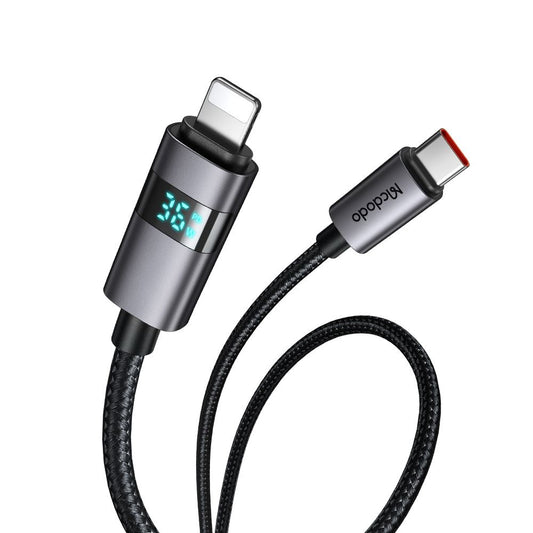 Cable de Datos y Carga USB-C - Lightning McDodo CA-6570 Display, 36W, 1.2m, Negro