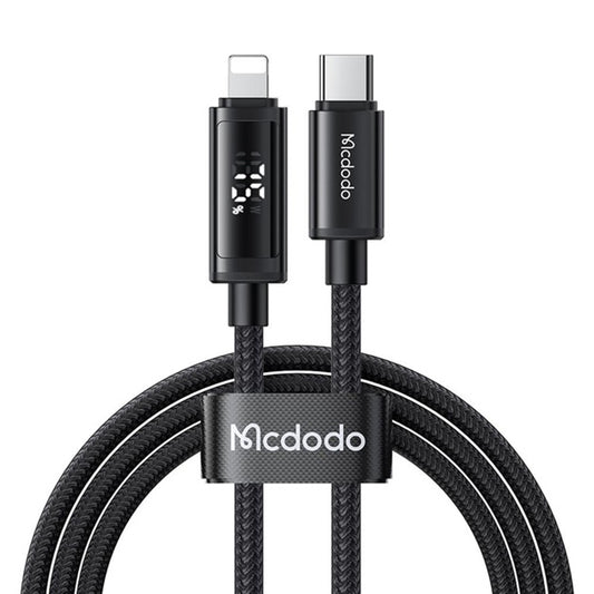 Cable de Datos y Carga USB-C - Lightning McDodo CA-7990 Display, 36W, 1.2m, Negro