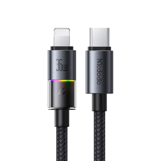 Cable de Datos y Carga USB-C - Lightning McDodo CA-8190 Colorful, 36W, 1.2m, Negro