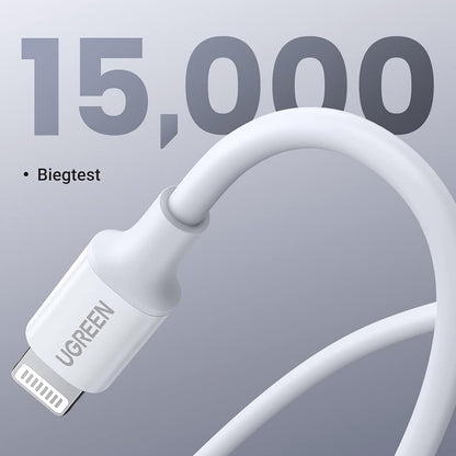 Cable de Datos y Carga USB-C - Lightning UGREEN US171 (10493), 20W, 1m, Blanco