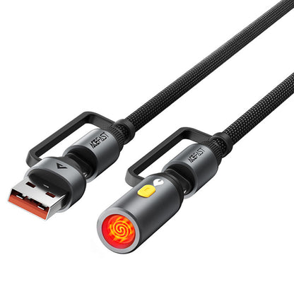 Cable de Datos y Carga USB-C / USB-A - USB-C / Encendedor Eléctrico Acefast J6, 60W, 1.2m, Negro