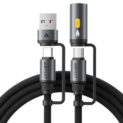 Cable de Datos y Carga USB-C / USB-A - USB-C / Encendedor Eléctrico Acefast J6, 60W, 1.2m, Negro