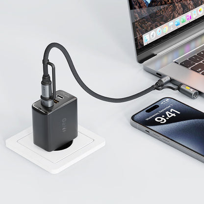Cable de Datos y Carga USB-C / USB-A - USB-C / Encendedor Eléctrico Acefast J6, 60W, 1.2m, Negro