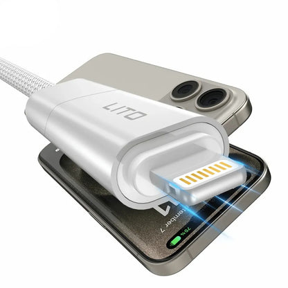 Cable de Datos y Carga USB-C / USB-A - USB-C / Lightning Lito LD21, 100W, 1m, Blanco
