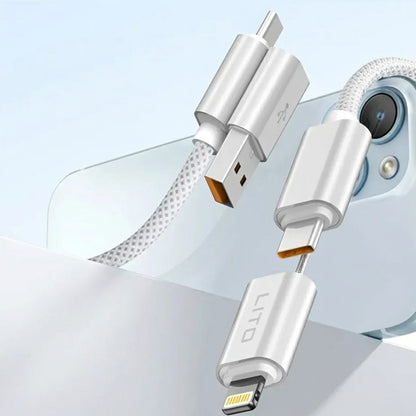 Cable de Datos y Carga USB-C / USB-A - USB-C / Lightning Lito LD21, 100W, 1m, Blanco
