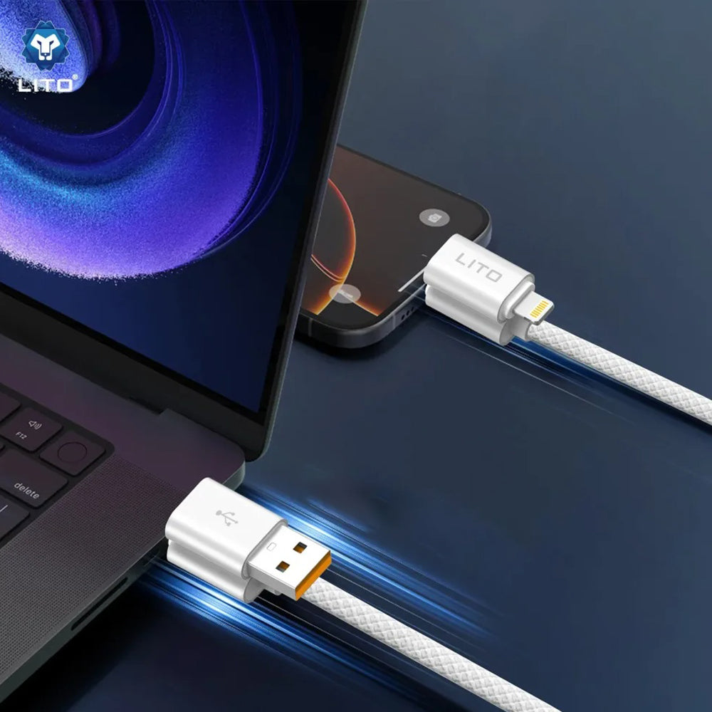 Cable de Datos y Carga USB-C / USB-A - USB-C / Lightning Lito LD21, 100W, 1m, Blanco