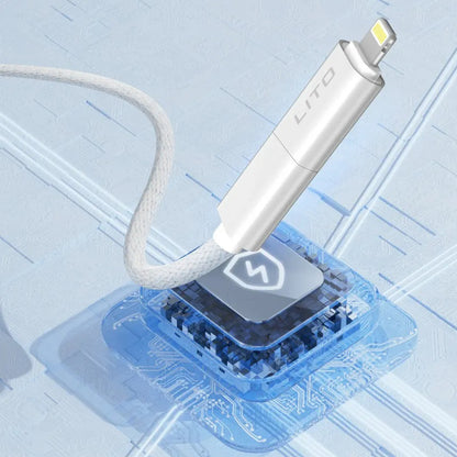 Cable de Datos y Carga USB-C / USB-A - USB-C / Lightning Lito LD21, 100W, 1m, Blanco