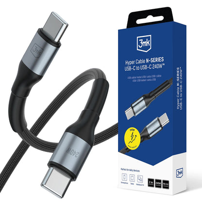 USB-C Data and Charging Cable - USB-C 3MK Hyper, 240W, 2m, Black