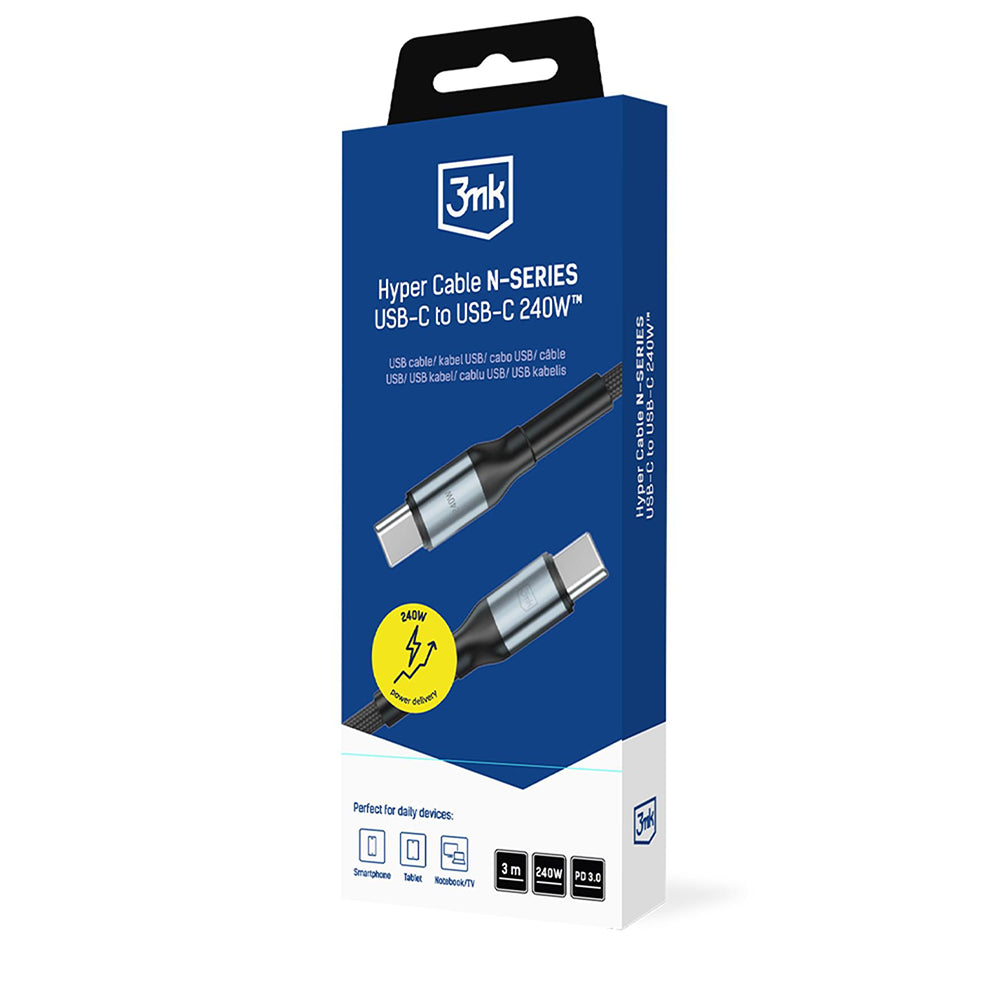 Cable de Datos y Carga USB-C - USB-C 3MK Hyper N Thunderbolt 4, 240W, 3m, Negro