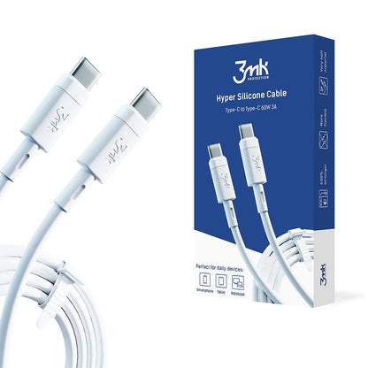 Cable de Datos y Carga USB-C - USB-C 3MK Hyper Silicone, 60W, 1m, Blanco