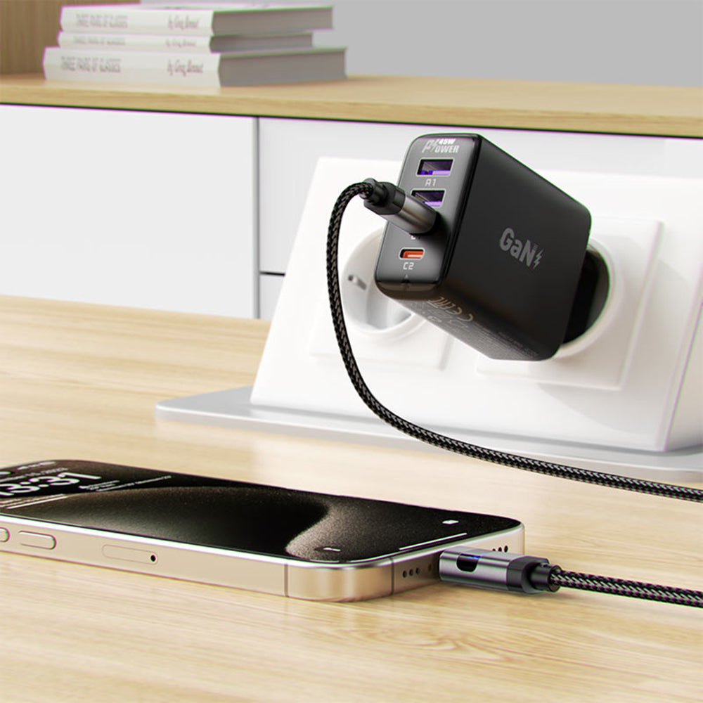 USB-C Data and Charging Cable - USB-C Acefast C15-03 Display, 60W, 1.2m, Black