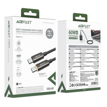 Cable de Datos y Carga USB-C - USB-C Acefast C23-03, 60W, 1.2m, Negro