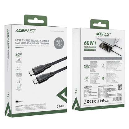 Cable de Datos y Carga USB-C - USB-C Acefast C8-03, 60W, 1.2m, Negro