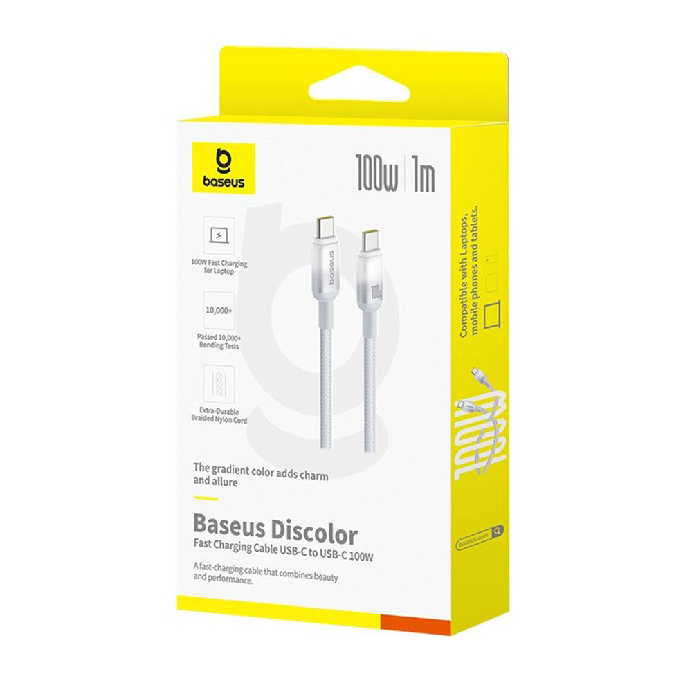 Cable de Datos y Carga USB-C - USB-C Baseus Discolor, 100W, 2m, Plateado E0420800