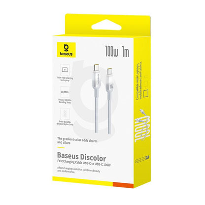 Cable de Datos y Carga USB-C - USB-C Baseus Discolor, 100W, 2m, Plateado E0420800